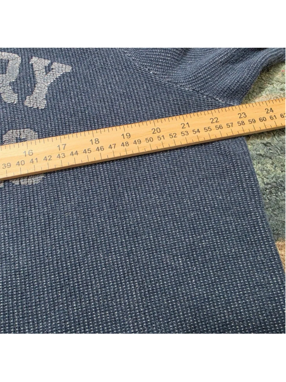 Superdry Athletic Sweatshirt Mens 2XL Gray Waffle Knit Crewneck Spellout Logo - Picture 8 of 9